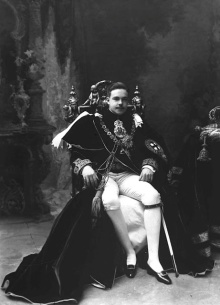 286-the kiing-H_M_ King Manuel II of Portugal (1889-1932) Manuel II of Portugal wearing his Garter robes_ 1909