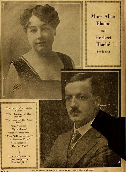 Fotografía tomada en 1916 de Alice Guy y su esposo Herbert Blaché. - Foto: PD