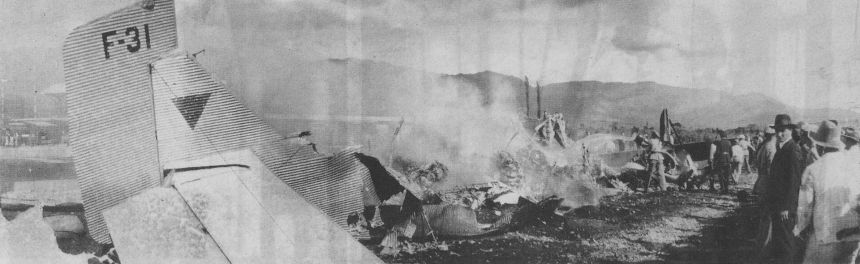 La imagen de la tragedia. Carlos Gardel acaba de morir luego de la colisión e incendio del avión en el que viajaba.