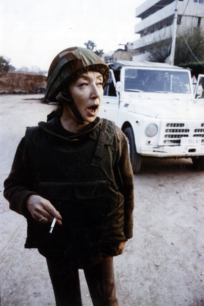 Oriana Fallaci Wearing Helmet And Flak Jacket