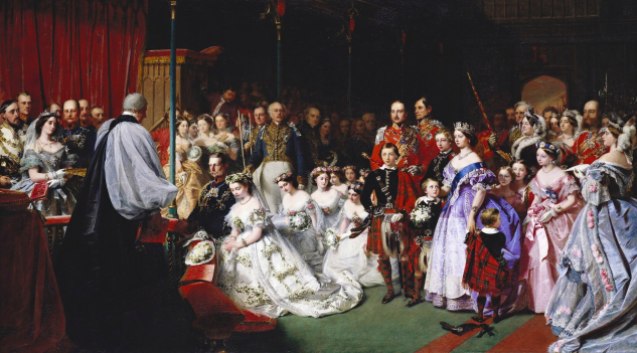 Boda de la princesa Victoria y del príncipe Federico, el 25 de enero de 1858. Pintura de John Phillip.